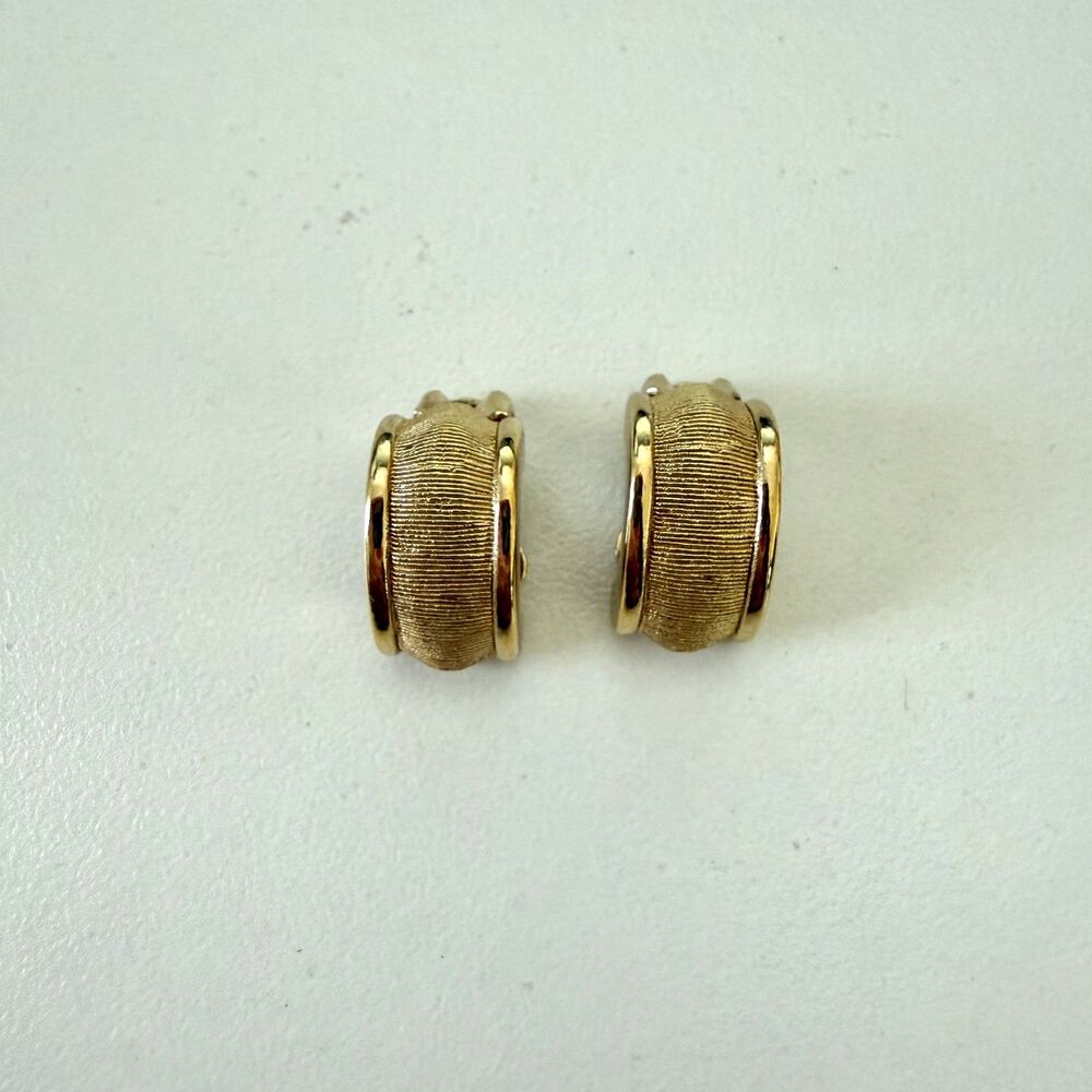 Vintage Dior Marked Stamped Hallmark gold toned huggie clip on earrings